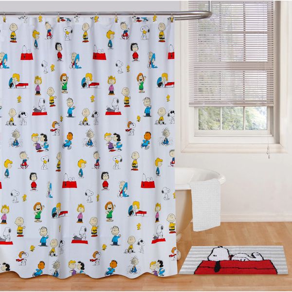 Product image for Peanuts Bathroom Accessories - Shower Curtain And Hooks