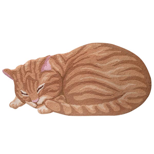 Product image for Tabby Cat Accent Rug Hand Hooked