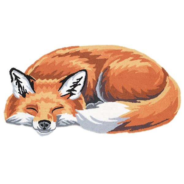 Product image for Sleeping Fox Accent Rug Hand Hooked