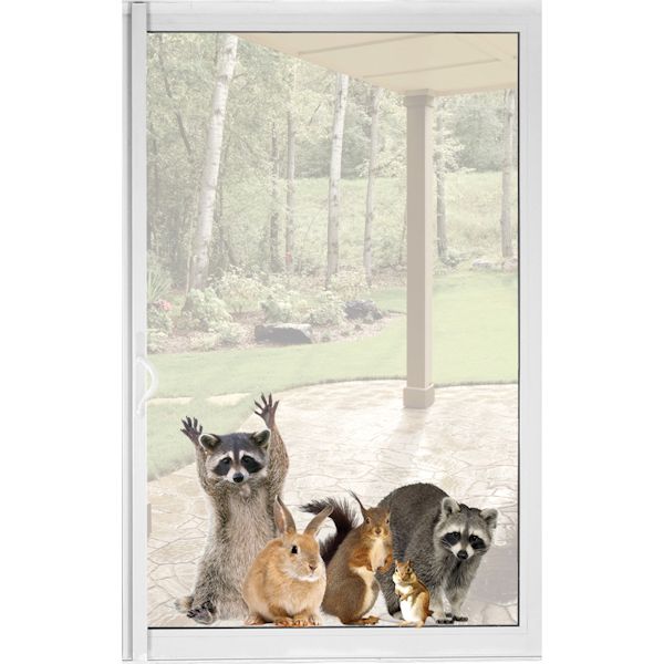 Product image for Woodland Animals Window Decal Cling - Raccoon & Friends Vinyl Sticker