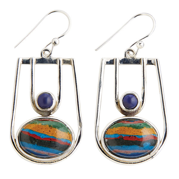 Product image for Rainbow Calsilica and Lapis Earrings