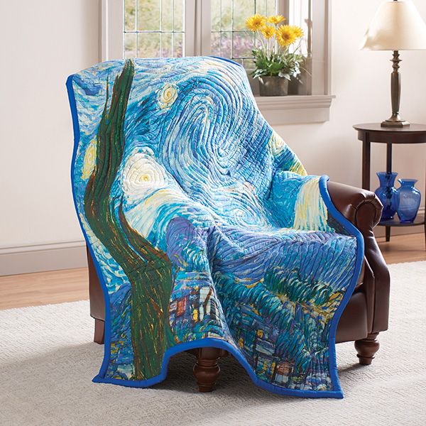 Product image for Van Gogh Starry Night Quilted Throw