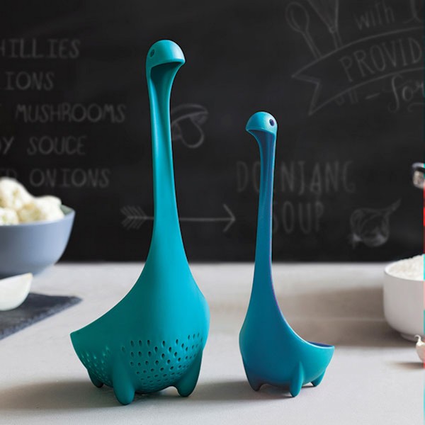 Product image for Pair of Nessie the Loch Ness Monster Ladles - Standard Ladle and Mama Colander