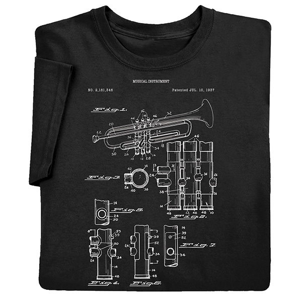 Product image for Vintage Patent Drawing Shirts - Trumpet