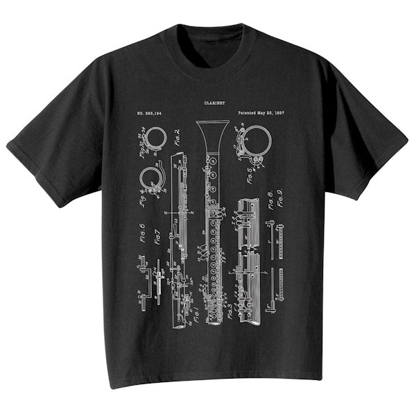 Product image for Vintage Patent Drawing Shirts - Clarinet