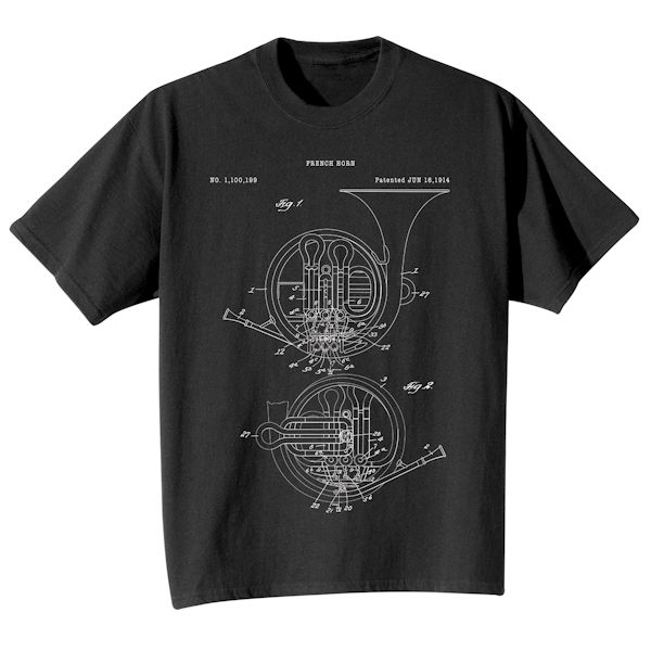 Product image for Vintage Patent Drawing Shirts - French Horn