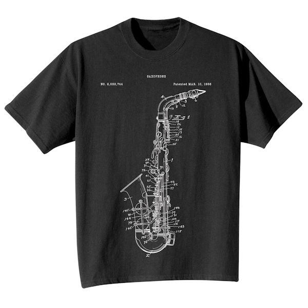 Product image for Vintage Patent Drawing Shirts - Saxophone