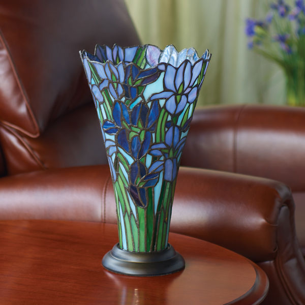 Product image for Stained Glass Irises Accent Lamp