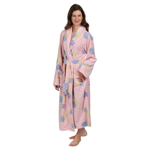 Product image for Womens Floral Tie Kimono Robe - Long Plush Spa Robe for Women by Catalog Classics