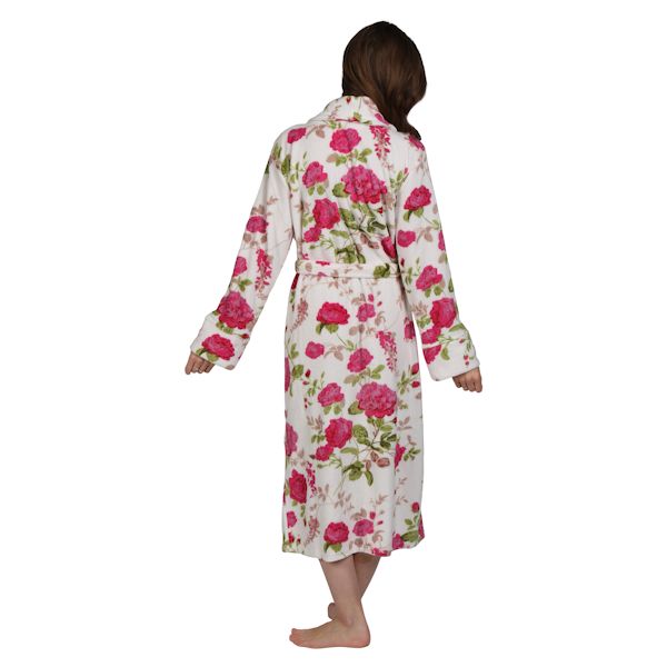 Product image for Womens Floral Tie Kimono Robe - Long Plush Spa Robe for Women by Catalog Classics