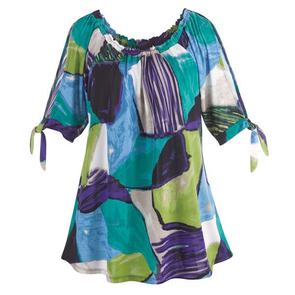 Product image for Open Tie-Sleeve Painted Sky Tunic
