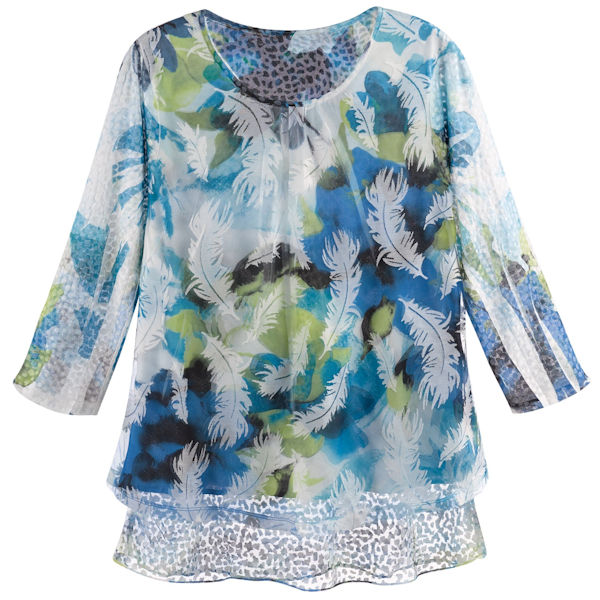 Product image for Blue Neon Feathers Top