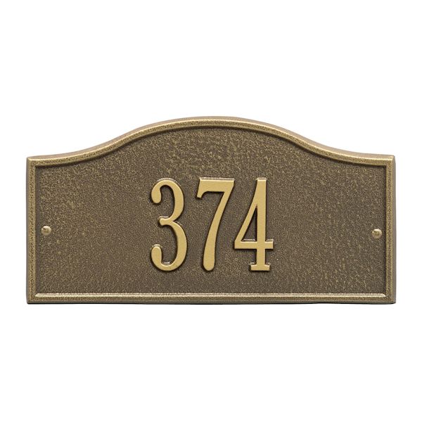Product image for Whitehall Personalized Cast Metal Address Plaque - Small Rolling Hills Custom House Number Sign - 12' x 6' - Allows Special Characters