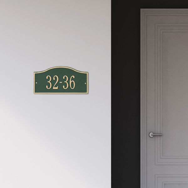 Product image for Whitehall Personalized Cast Metal Address Plaque - Small Rolling Hills Custom House Number Sign - 12' x 6' - Allows Special Characters