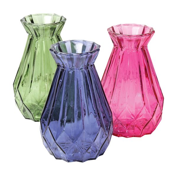 Art Artifact 3 Piece Mini Glass Bud Vase Set Decorative Pink