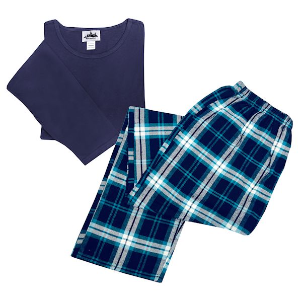 Product image for Metropolitan Women's Flannel Pajama Set - Plus Size Long Sleeve PJ Top, Bottom