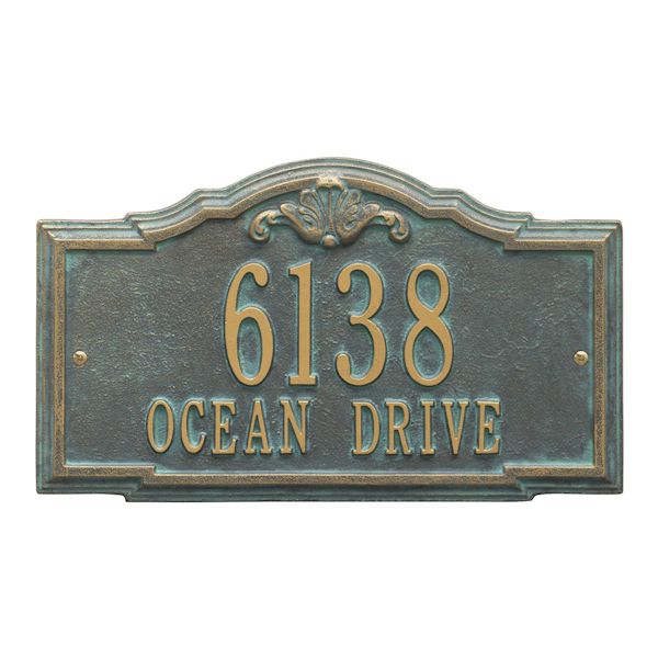 Product image for Whitehall Personalized Address Plaque - Custom 2-Line Cast Aluminum Gatewood House Number Wall Sign (15.25'W x 10'H)