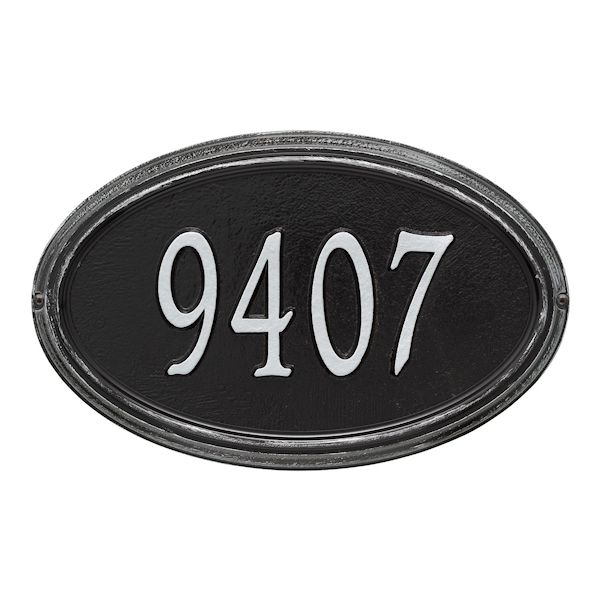 Product image for Whitehall Personalized Address Plaque - Custom 1-Line Cast Aluminum Concord Oval House Number Wall Sign (15'W x 9.5'H)