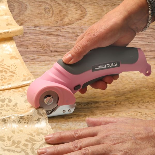 GREAT WORKING TOOLS Electric Scissors Cordless Electric Scissors for Cutting  Fabric, Cardboard, Plastic, Electric Rotary Cutter, Pink