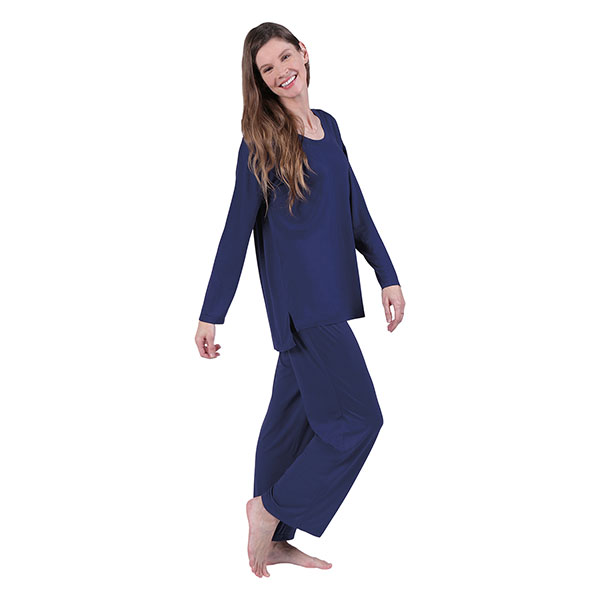 CATALOG CLASSICS Womens Long Sleeve Pajamas for Women Lounge Clothes for  Women - Navy Blue1X