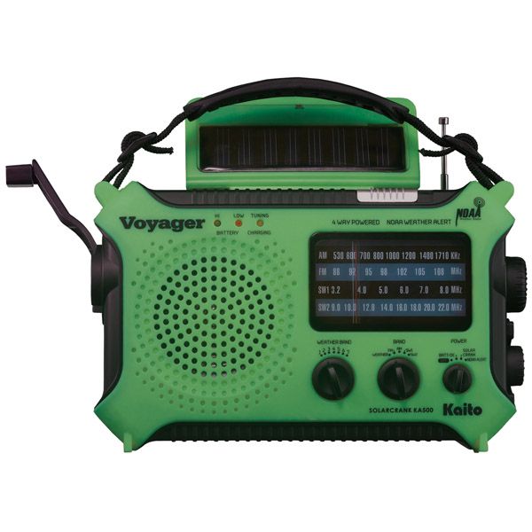 Product image for Kaito 4-Way Powered Emergency Weather Alert Radio with Cell Phone Charger - Green