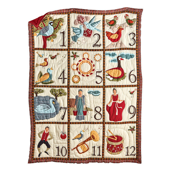 Product image for 12 Days of Christmas Quilted Throw Blanket