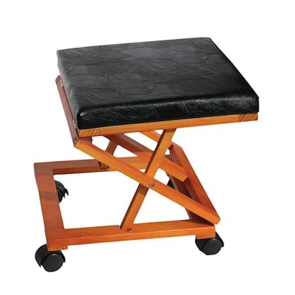 Product image for Adjustable Fold-Away Tapestry Footrest - Black Leather