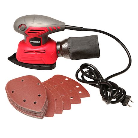 Great Working Tools Mouse Detail Sander, Orbital Palm Sander with Dust Collection Bag & 27 pcs Sandpaper, 1.1 Amp 14,000 OPM