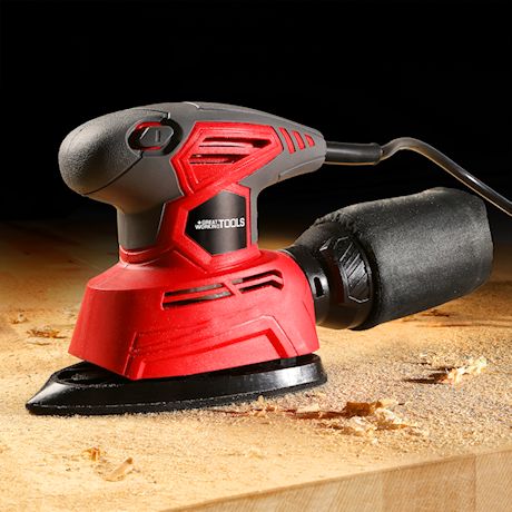 Great Working Tools Mouse Detail Sander, Orbital Palm Sander with Dust Collection Bag & 27 pcs Sandpaper, 1.1 Amp 14,000 OPM