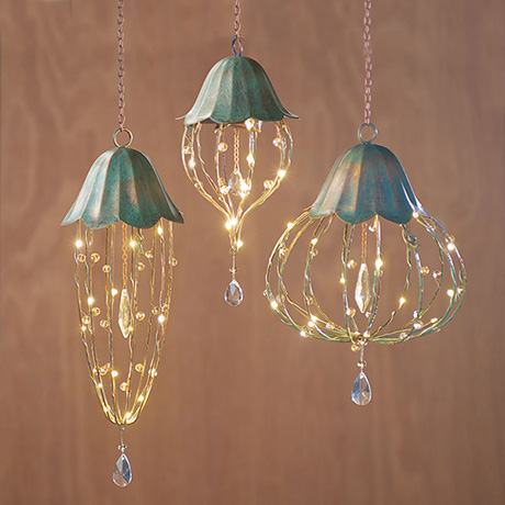 Cordless Crystal Hanging Lanterns Set