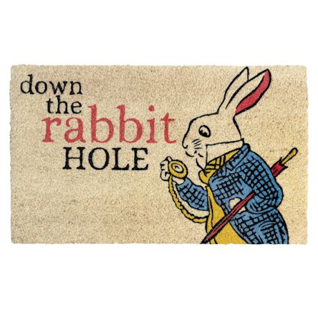 White Rabbit Down the Rabbit Hole Doormat