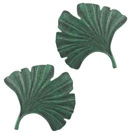 Art & Artifact Gingko Leaf Stepping Stone - Set of 2 Cast Iron Pavers, Garden and Yard Decor