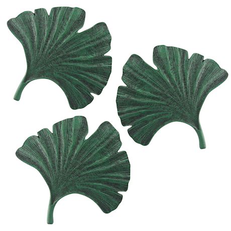 Art & Artifact Gingko Leaf Stepping Stone - Set of 3 Cast Iron Pavers, Garden and Yard Decor