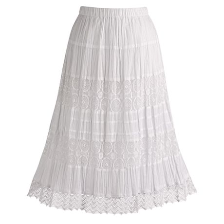 Boho Lace Trim Skirt with Silk Lining