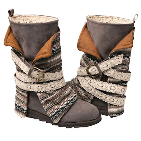 Women's Gray Faux Suede Boots
