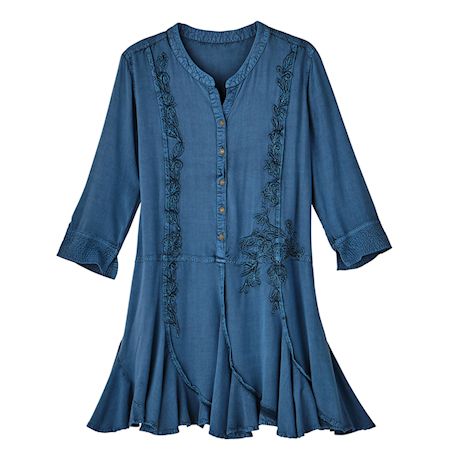 Prussian Blue Embroidered Tunic