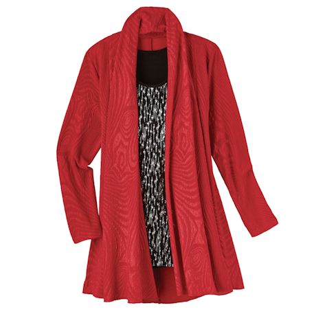Red Texture Jacket With Sparkle Tank Set