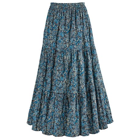 Reversible Blue Lagoon/Black Broomstick Skirt