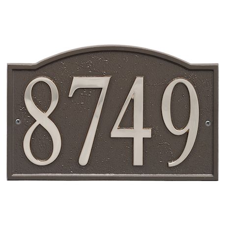 Art & Artifact by Whitehall Personalized Cast Metal Address Plaque - 11" x 7.25" Custom House Number Sign - Arched Rectangle with DIY Self-Adhesive Zinc Numerals