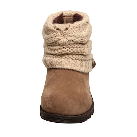 Muk Luks Women's Patti Cable Knit Cuff Booties - Exclusive Taupe/Oatmeal Color