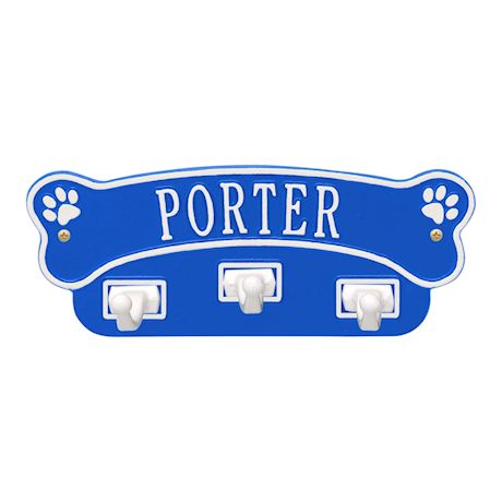 Whitehall Personalized Pet Name Dog Bone Wall Sign with 3 Leash Hooks