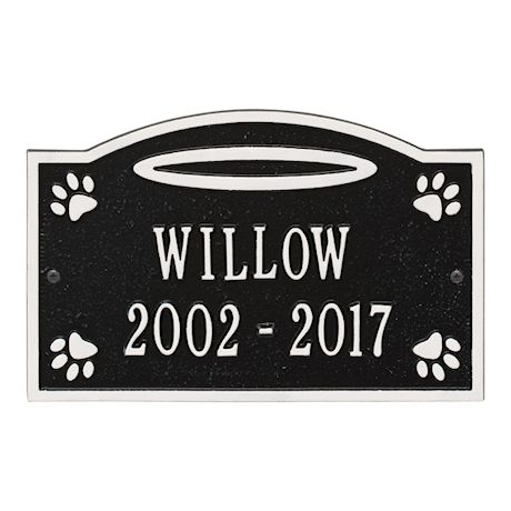 Whitehall Pet Memorial Personalized Wall or Ground Plaque - Halo and Paw Print Remembrance Marker/Sign