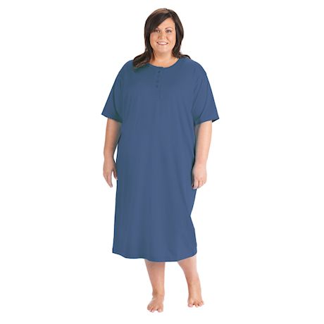 Women's Long Henley Nightshirts - Set of 2 Comfortable Pajama Sleep Shirts