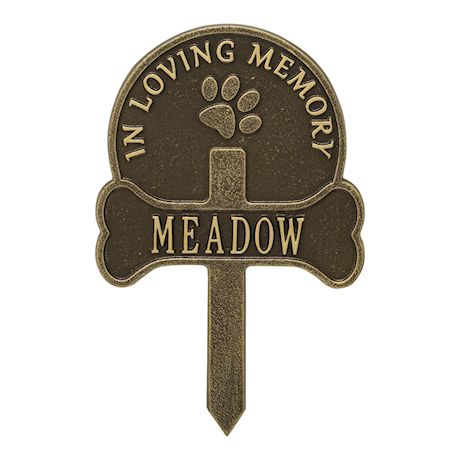 Whitehall Paw and Bone Personalized Pet Memorial Yard Sign - Remembrance Grave Marker and Garden Stake