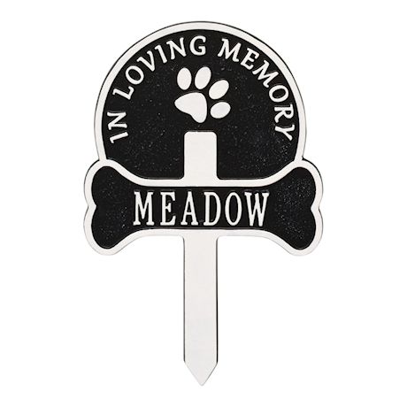 Custom Cast Aluminum Remembrance Lawn and Garden Stake Grave Marker Whitehall Dog Paw and Bone Personalized Pet Memorial Cross Yard Sign 