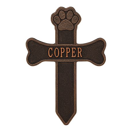 Whitehall Dog Paw and Bone Personalized Pet Memorial Cross Yard Sign - Remembrance Grave Marker and Garden Stake