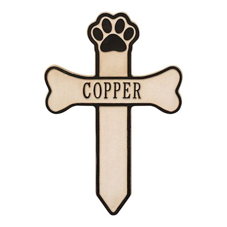 Whitehall Dog Paw and Bone Personalized Pet Memorial Cross Yard Sign - Remembrance Grave Marker and Garden Stake