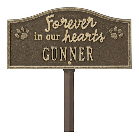Whitehall Forever in Our Hearts Personalized Pet Memorial Yard Sign - Paw Print Remembrance Marker