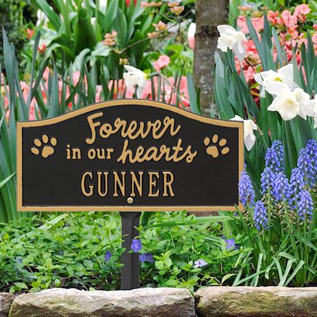 Whitehall Forever in Our Hearts Personalized Pet Memorial Yard Sign - Paw Print Remembrance Marker