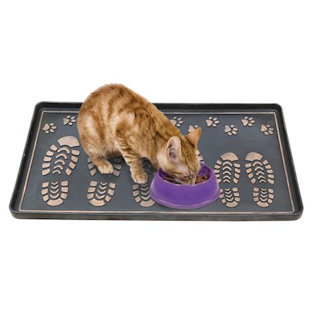 Art & Artifact Footprints and Paws Rubber Boot/Shoe Tray - Heavy Duty Footwear Mat Traps Mud, Water and Mess to Protect Floors